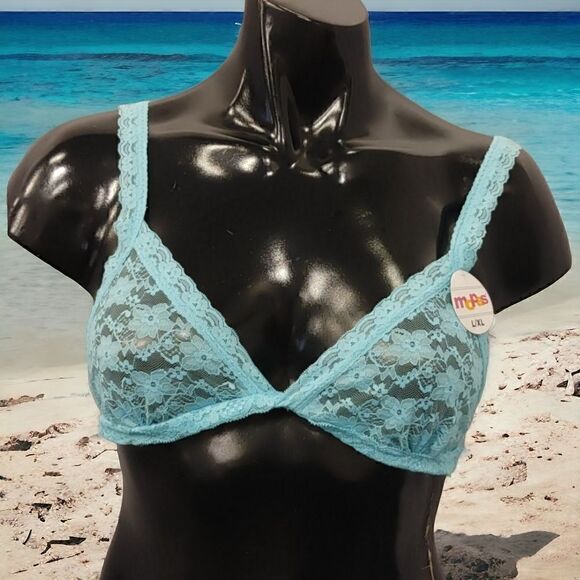 LADIES TURQUOUSE SEXY SHEAR SEE THROUGH TOP L-XL - Picture 1 of 5